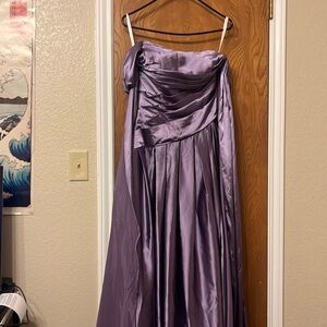 Purple satin prom dress